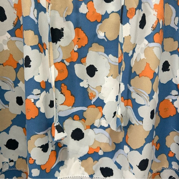 JOIE Floral Fields Blue and Orange Peasant Blouse Medium - Picture 5 of 8